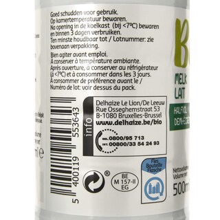 Delhaize | Bio | Lait | Demi-écrémé | Bio 