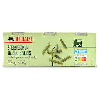 Delhaize | Haricots verts | Mi-fins | Coupés | Boîte 