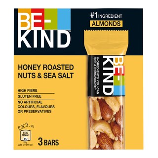 BE-KIND | Reep | Geroosterde honing noten | Zeezout 3 x 30 gr