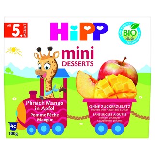 Hipp | Fruitpap | Appel Perzik Mango | 4M | Bio 4 x 100 gr