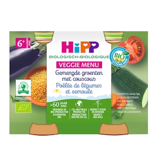 Hipp | Repas | Poêlée Légumes Semoule | 6M | Bio 2 x 190 gr