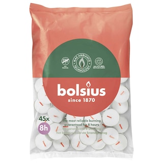 Bolsius | Bougies | Chauffe-plat | Blanc | 8 heures 45 pc