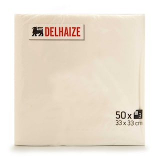 Delhaize | Serviettes | blanc | 3 plis | 33x33cm 