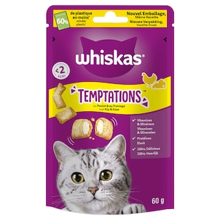 Whiskas | Snacks chat | Friandises | Fromage | Poulet 60 gr