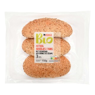 Delhaize | Bio | Pain | Hot Dog | Sésame | Bio 3 x 50 gr