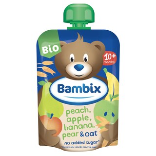 Bambix | Knijpzakje | Perzik Peer Haver | 10M | Bio 100 gr