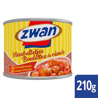 Zwan | Zwan | Vleesballetjes in tomatensaus | Beleg | Snack | Blik | 210g 