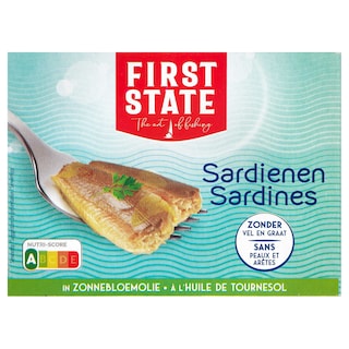 First State | Sardines | Huile de tournesol |Sans peau/arêtes 