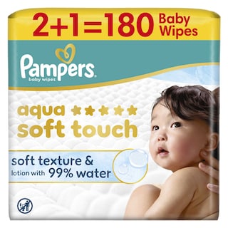 Pampers | Harmonie | Babydoekjes | Aqua Soft Touch | 2+1 3 x 60 st