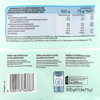 Delhaize | Muffins | Vanille | Pépites de chocolat 4 x 75 gr