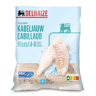 Delhaize | kabeljauwfilet - msc | Ingevroren op zee 