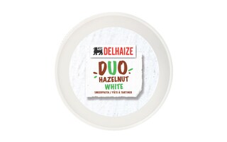 Delhaize | Pâte à tartiner | Duo | Blanc & noisettes 