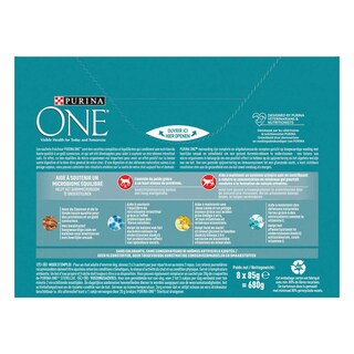 Purina ONE | Aliment Chat | Sterilisé | Pâté | Saumon & Dinde 8 x 85 gr