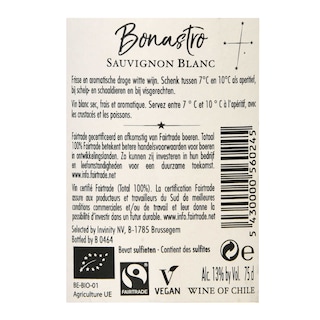 Chili | Central Valley | Bonastro Sauvignon | BIO | FAIRTRADE 