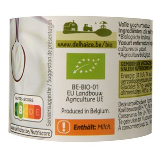 Delhaize | Bio | Yaourt | Entier | Nature | Bio 
