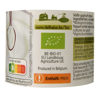 Delhaize | Bio | Yaourt | Entier | Nature | Bio 