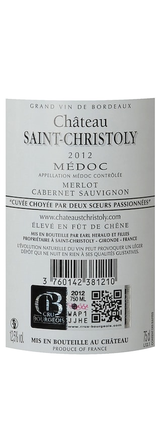 France - Frankrijk | Bordeaux Médoc Cru Borgeois | Château Saint Christoly 2012 