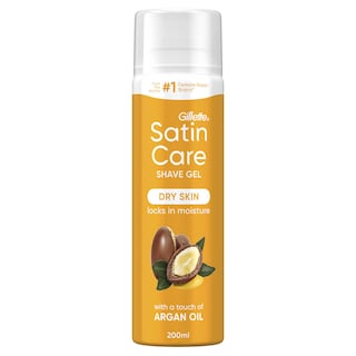Gillette | Satin Care | Gel à raser | Femmes | Huile argan 
