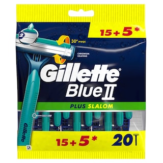 Gillette | Blue II | Rasoirs Jetables | Blue2 | Plus Slalom | 15+5st 