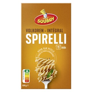 Soubry | Pâtes | Spirelli | Blé entier 500 gr