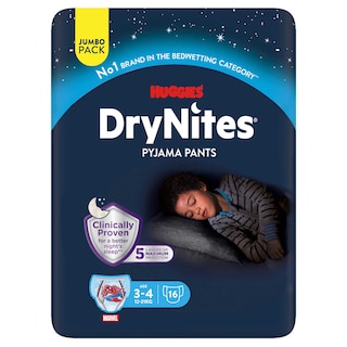Huggies | DryNites | Langes | Culottes pyjama | Garçon | 3-4 ans 16 pc