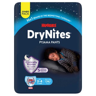 Huggies | DryNites | Langes | Culottes pyjama | Garçon | 3-4 ans 