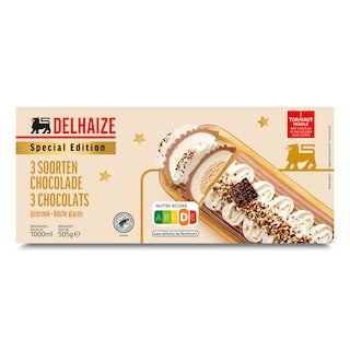 Delhaize | Bûche | 3 chocolats 1 l