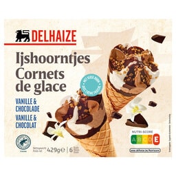 Delhaize | Cornet Vanille - chocolat 