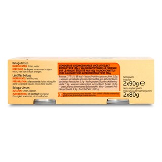 Delhaize | Lentilles | Beluga | 0% Sel 2 x 80 gr