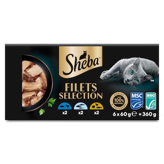 Sheba | Aliment Chat | Filets | Poisson blanc & vol 6 x 60 gr