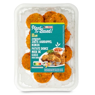 Delhaize | Bio | Mini burger | Zoete aardap | Kokos | Vegan | Bio 