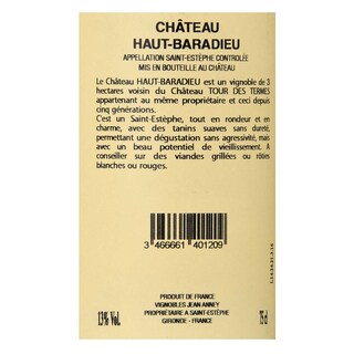 France - Frankrijk | Bordeaux - Saint Estèphe | Château Haut Baradieu 2015 Rood 