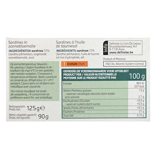 Delhaize | Sardienen | Zonnebloemolie 125 gr