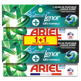 Ariel | 4lin1 | Pods | Lenor touch of unstopppable | 1+1 