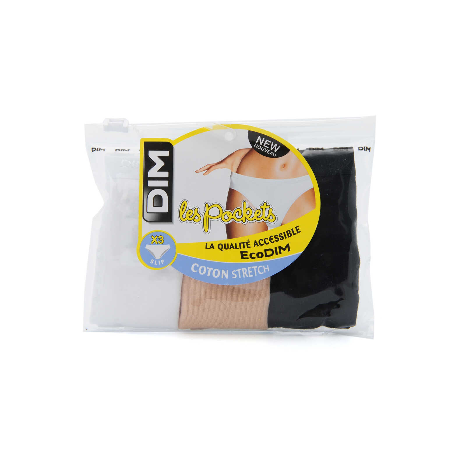 Dim | EcoDIM | Slip coton | wit/beige/zwart | 44/46 