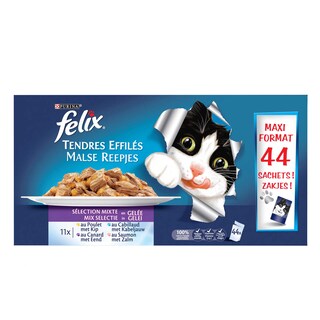 Purina | Felix | Aliment chat | Tendres Effilés | Viandes & Poissons en Gelée 