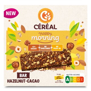 Céréal | Barre | Noisettes-cacao | Faible en sucre 3 x 40 gr