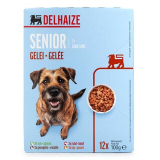 Delhaize | Hondenvoeding | Zakje | Senior | Jelly 12 x 100 gr