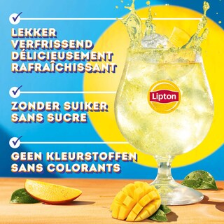 Lipton | Thé glacé | Green Mango Chamomile | Zero | Pétillante | RPET 4 x 50 cl