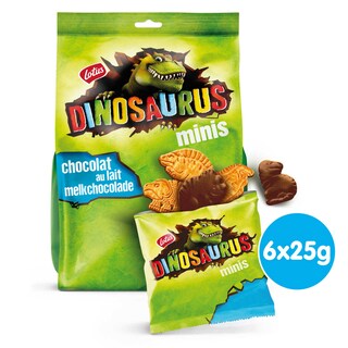 Lotus | Dinosaurus | Koek | Mini | Melkchocolade | Snack 6 x 25 gr