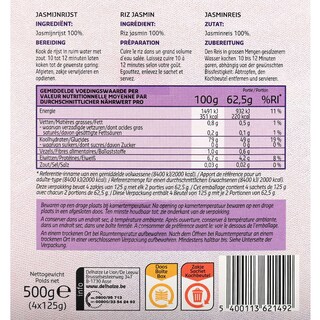 Delhaize | Riz | Thai | Jasmin | Sachet 4 x 125 gr