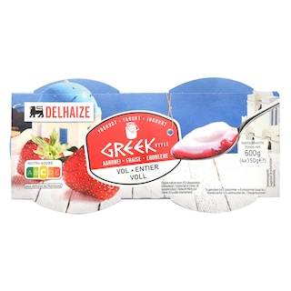 Delhaize | Yaourt | A la grecque | Entier | Fraise 