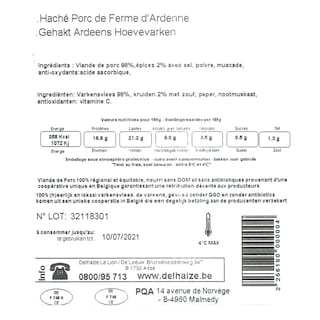 Delhaize | Hachis | Porc ferme | D'Ardenne 