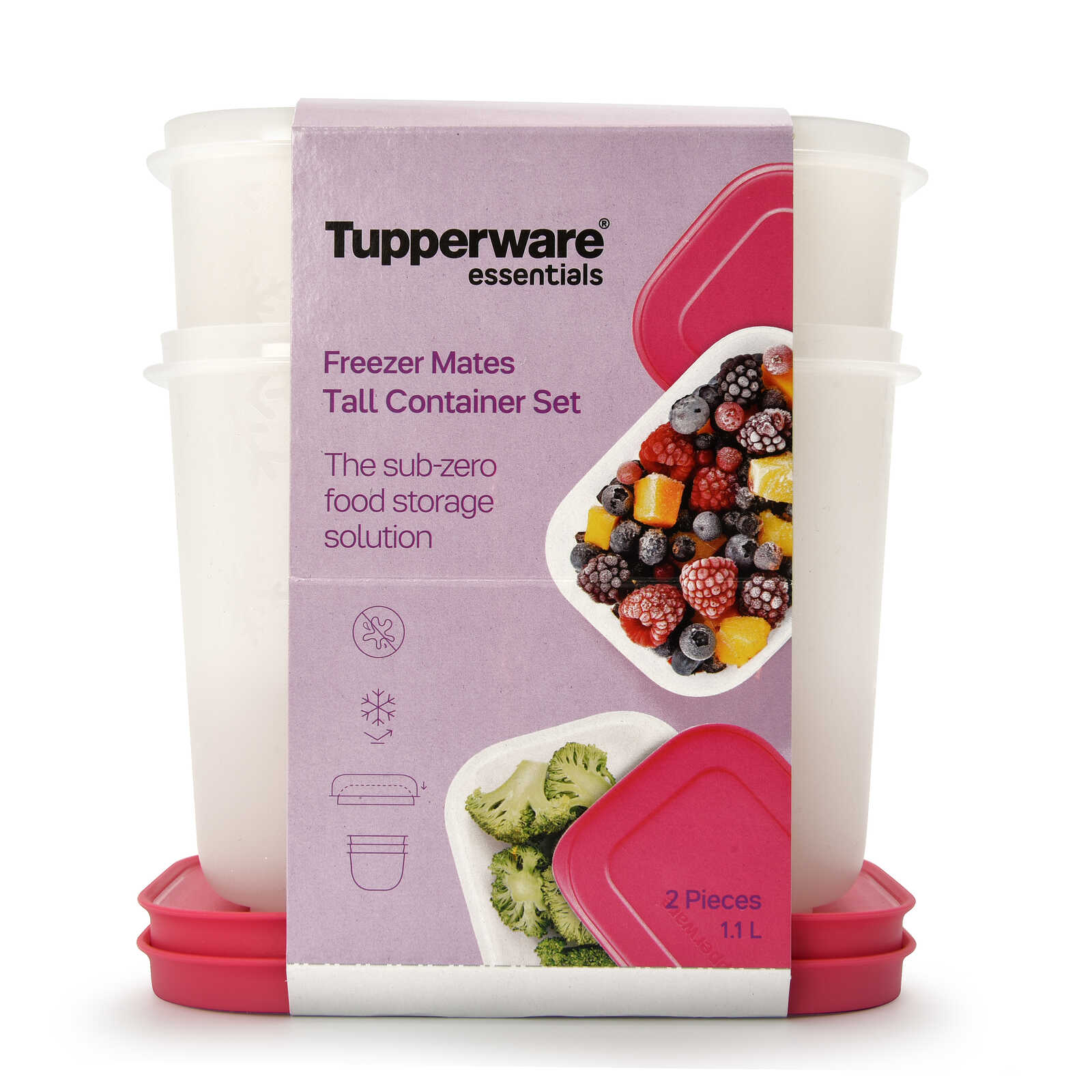 Tupperware Essentials Freezer Mates Shallow 2-Piece Container Set - 450ml - Airtight Lid - Durable and Reusable - Save Space and Time - Easy to Stack - Quick Freeze - Great