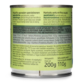 Delhaize | Haricots verts | Mi-fins | Coupés | Boîte 