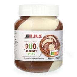 Delhaize | Pâte à tartiner | Duo | Blanc & noisettes 
