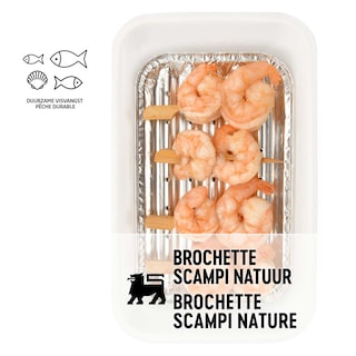 Delhaize | Brochette | Scampi | Gekookt - gepeld | Natuur 