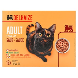 Delhaize | Kattenvoeding | Saus | Adult | Mix vlees 