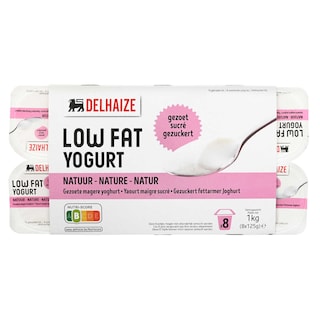Delhaize | Yaourt | Nature | Maigre | Sucré 8 x 125 gr