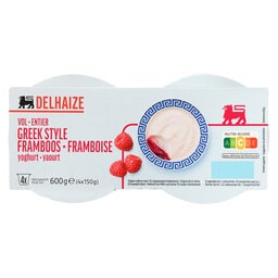 Delhaize | Yoghurt | Greek Style | Vol | Framboos 4 x 150 gr